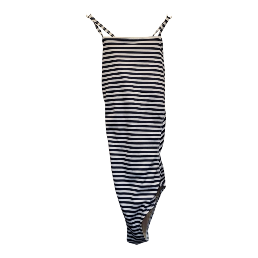 Albion FIT 'The Dipper' Striped Halter One-Piece Swimsuit Navy Blue White -Sz XS - Picture 3 of 5